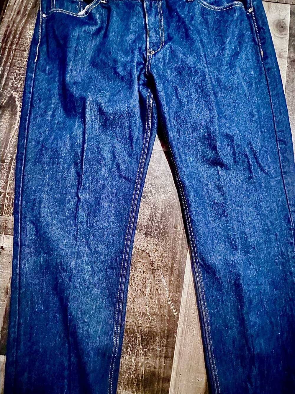 Miskeen Jeans Mens 42x32 Blue Baggy Wide Leg Y2K Streetwear Embroidered Denim
